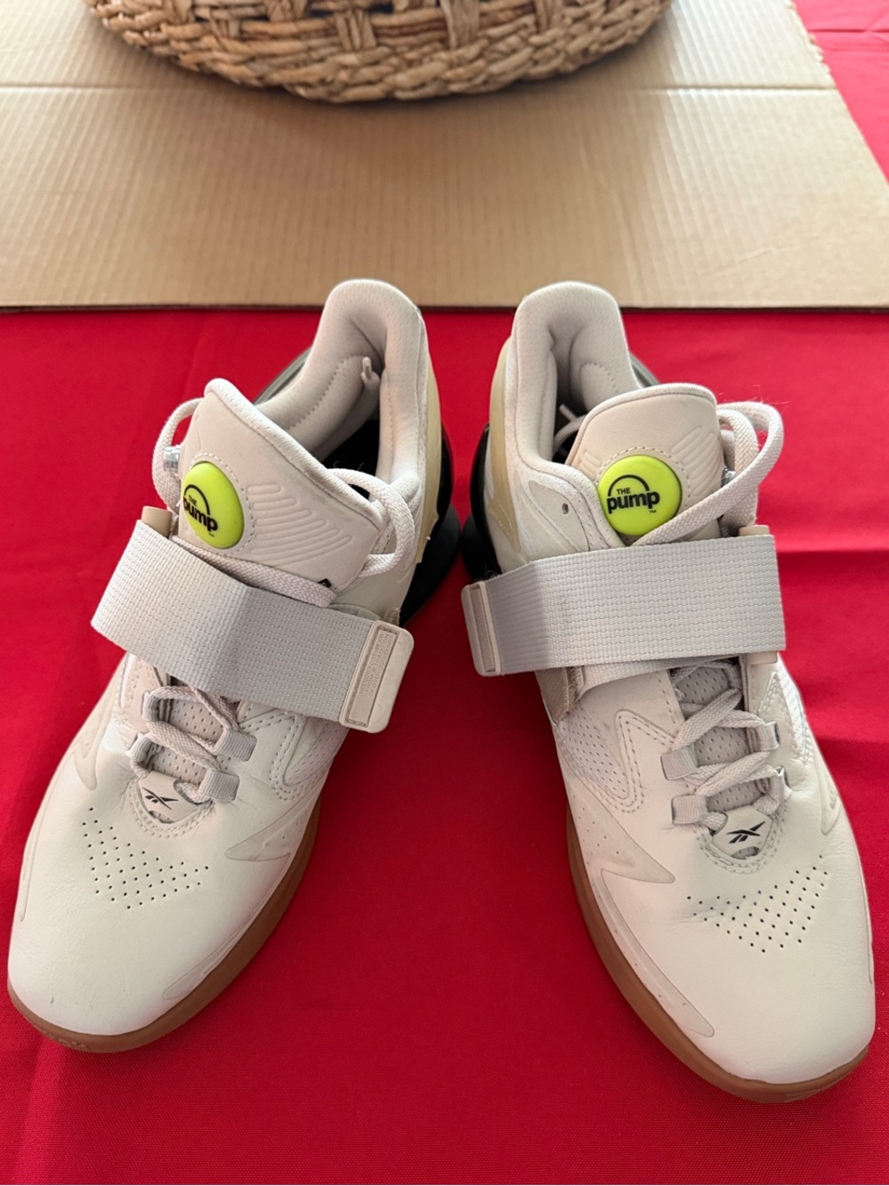 Women’s Reebok lifters Cream with Gum and Neon Yellow. Only worn once or twice.